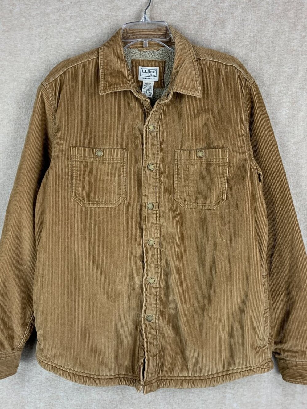 LL Bean Corduroy Sherpa Lined 1912 Heritage Shirt Jacket Shacket Size M